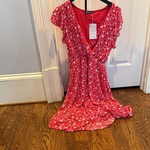 Button-Up Red Floral Maxi Dress